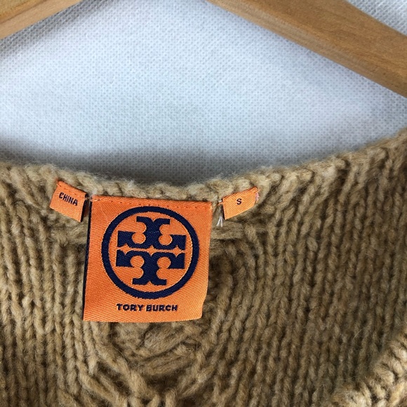 Tory Burch small vest top knitted tan pullover - Picture 6 of 8